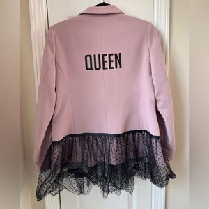 SEVEN LAB Pink "QUEEN" Blazer w/ Black Tulle Peplum Size Large